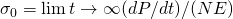 Rendered by QuickLaTeX.com \sigma_0 = \lim t\to\infty (dP/dt)/(NE)